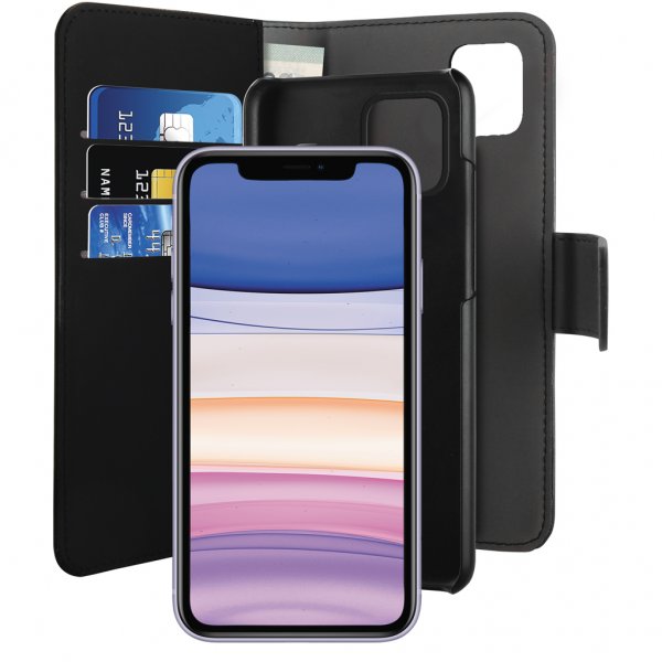 iPhone 11 Fodral Wallet Detachable 2 in 1 Svart