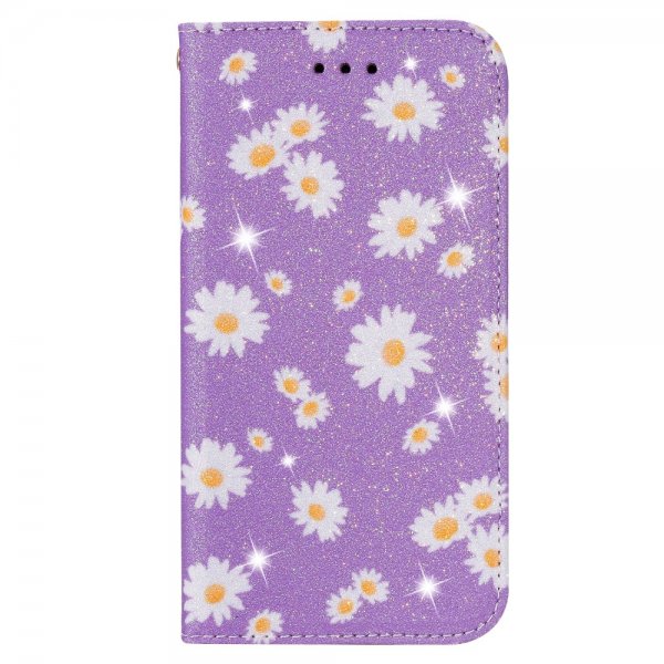 iPhone 11 Pro Fodral Glitter Blommönster Lila