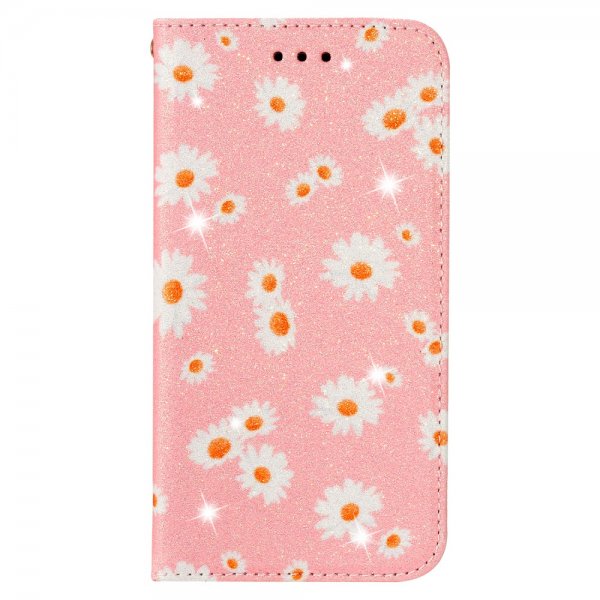 iPhone 11 Pro Fodral Glitter Blommönster Rosa