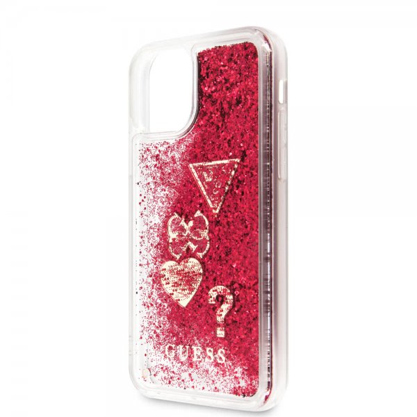 iPhone 11 Pro Max Skal Glitter Hearts Röd