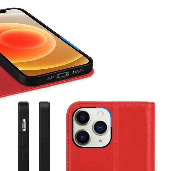 iPhone 11 Pro Fodral Äkta Läder Röd