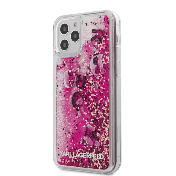 iPhone 12/iPhone 12 Pro Skal Liquid Glitter Charms Rosa