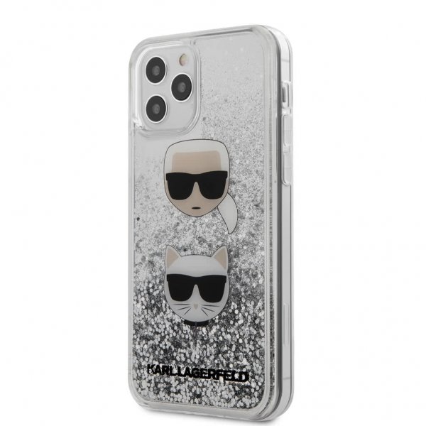 iPhone 12/iPhone 12 Pro Skal Liquid Glitter Karl & Choupette Silver