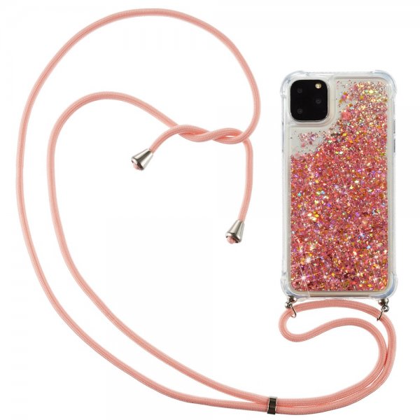 iPhone 12/iPhone 12 Pro Skal med Strap Glitter Orange