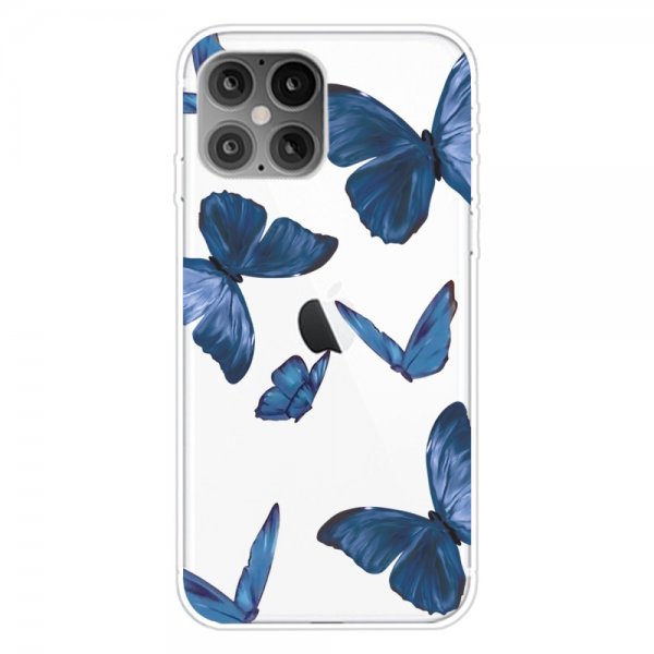 iPhone 12/iPhone 12 Pro Skal Motiv Blåa Fjärilar