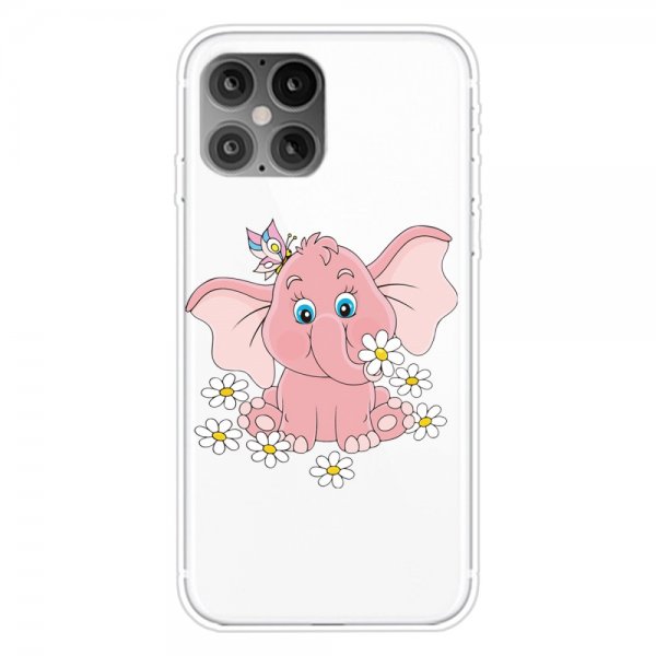 iPhone 12/iPhone 12 Pro Skal Motiv Rosa Elefant