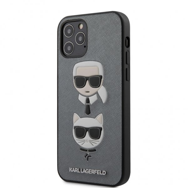 iPhone 12/iPhone 12 Pro Skal Saffiano Karl & Choupette Silver