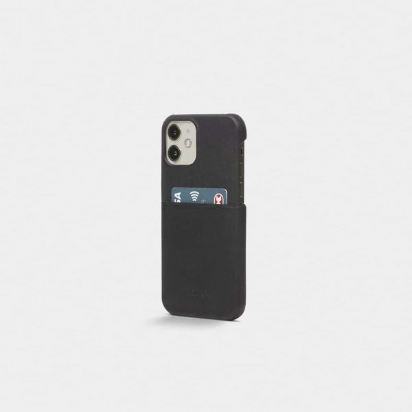 iPhone 12 Mini Skal Leather Backcover Svart