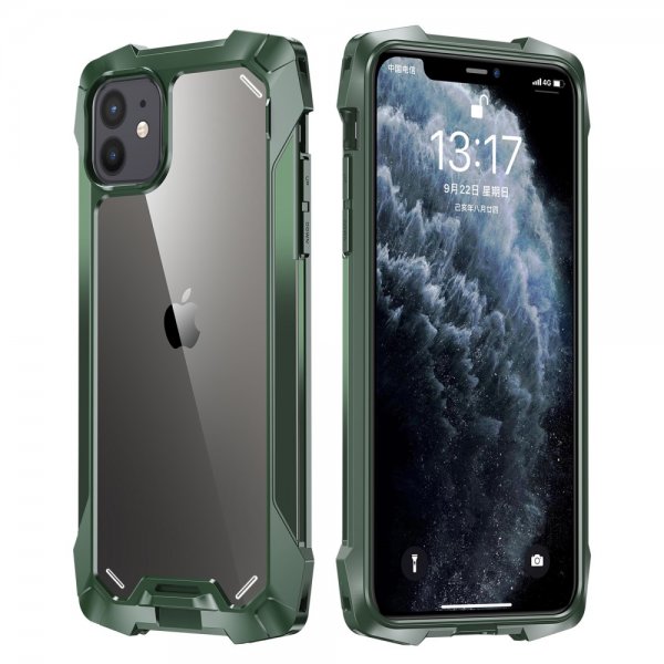 iPhone 12 Mini Skal Transparent Baksida Stöttålig Grön