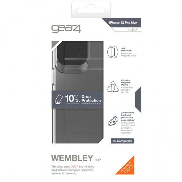 iPhone 12 Pro Max Fodral Wembley Flip Klar Svart