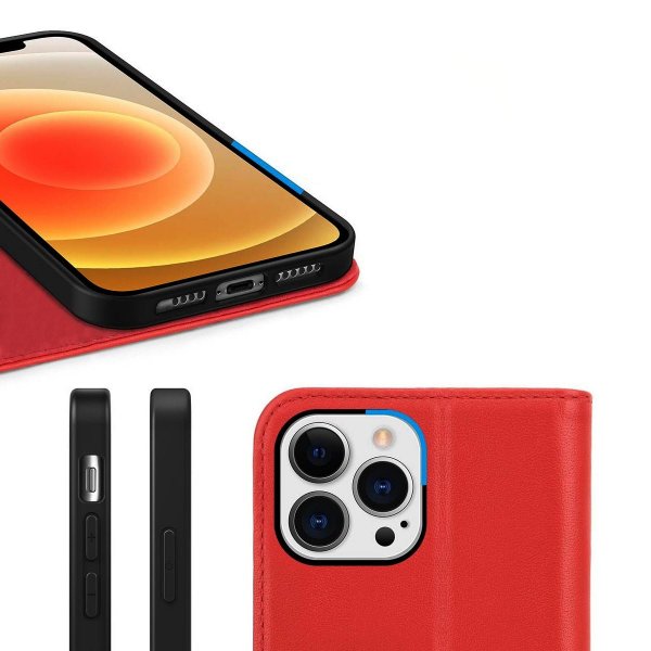 iPhone 12 Pro Max Fodral Äkta Läder Röd