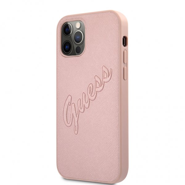 iPhone 12 Pro Max Skal Saffiano Vintage Script Roseguld
