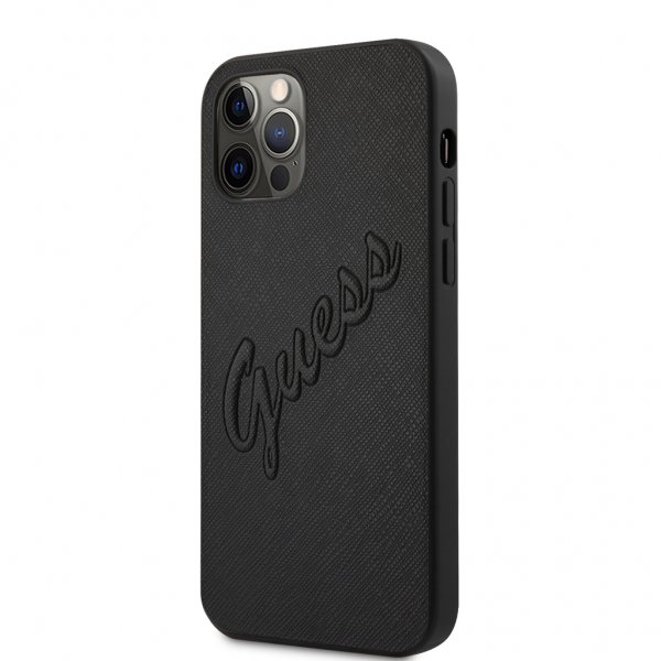 iPhone 12 Pro Max Skal Saffiano Vintage Script Svart