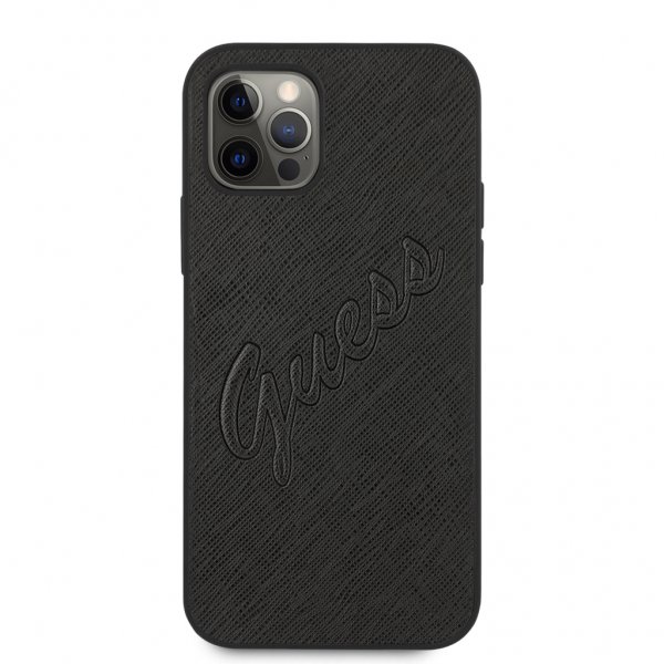 iPhone 12 Pro Max Skal Saffiano Vintage Script Svart