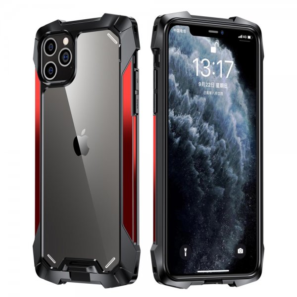 iPhone 12 Pro Max Skal Transparent Baksida Stöttålig Röd