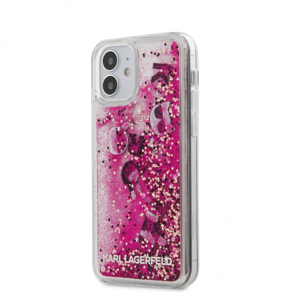 iPhone 12 Mini Skal Liquid Glitter Charms Rosa