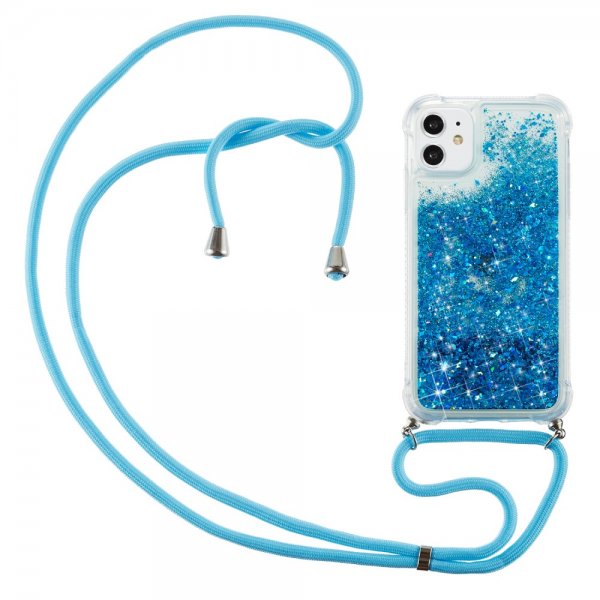 iPhone 12 Mini Skal med Strap Glitter Blå