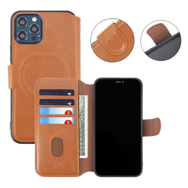 iPhone 12/iPhone 12 Pro Fodral Utfällbart Kortfack Brun