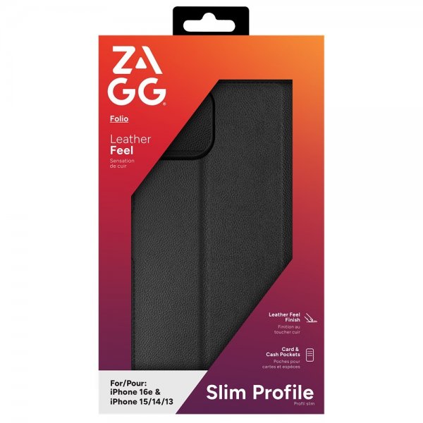 iPhone 13/14/15/16e/17e Fodral Folio Svart