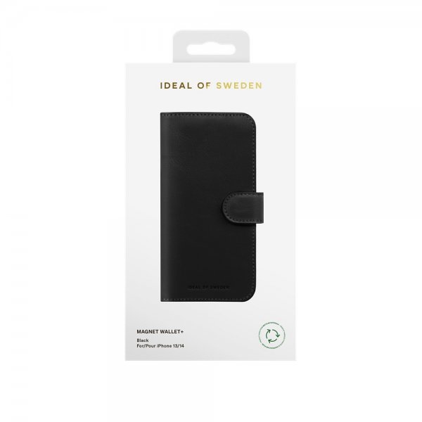 iPhone 13/14/15/16e/17e Fodral Magnet Wallet+ MagSafe Svart