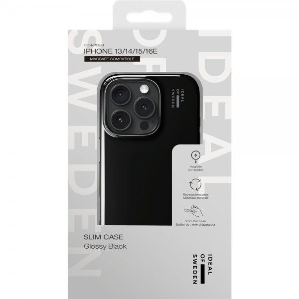 iPhone 13/14/15/16e/17e Skal Slim Case MagSafe Glossy Black
