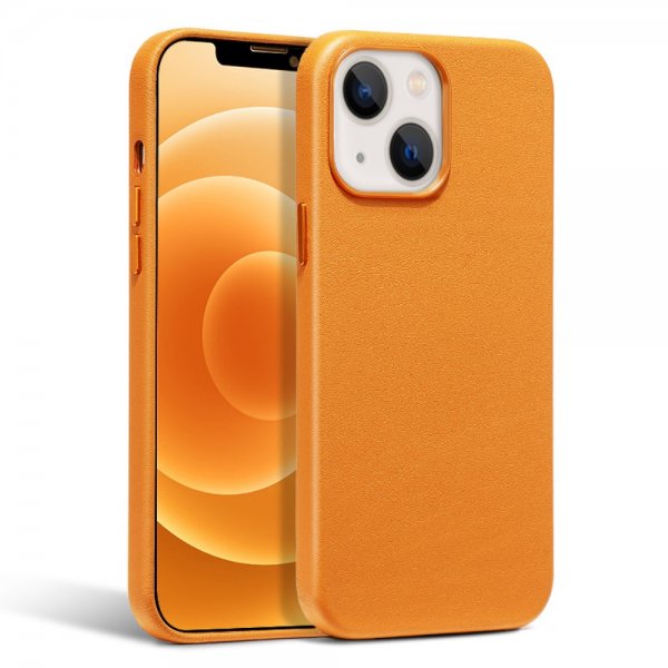 iPhone 13 Mini Skal Äkta Läder MagSafe Orange