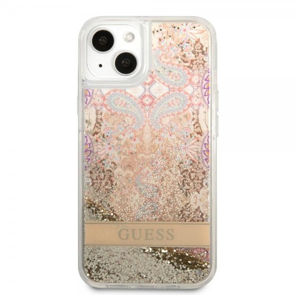 iPhone 13 Mini Skal Liquid Glitter Paisley Pattern Guld
