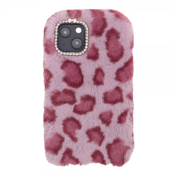 iPhone 13 Mini Skal Plysch Leopardmönster Röd