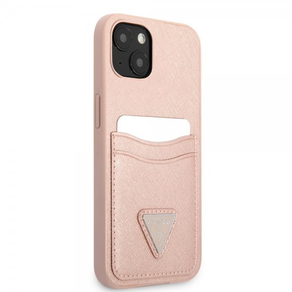 iPhone 13 Mini Skal Saffiano Double Cardslot Rosa