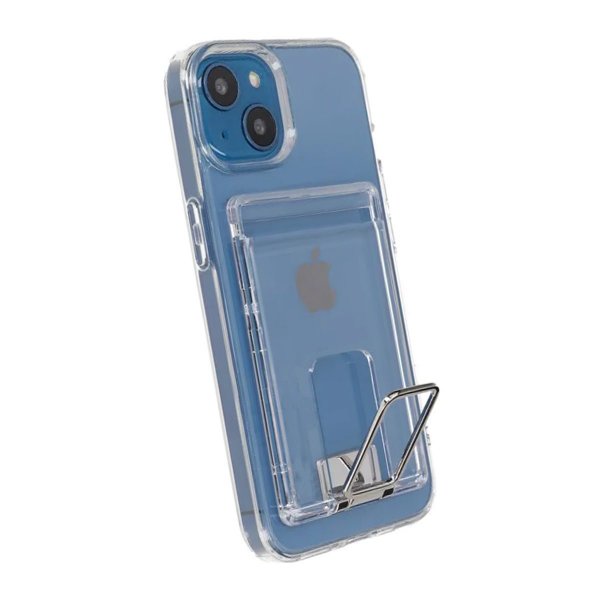 iPhone 13 Skal med Stativ Korthållare Transparent
