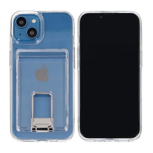 iPhone 13 Skal med Stativ Korthållare Transparent