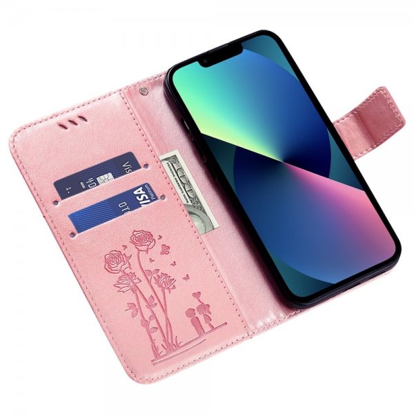 iPhone 13 Pro Fodral Blommönster Rosa