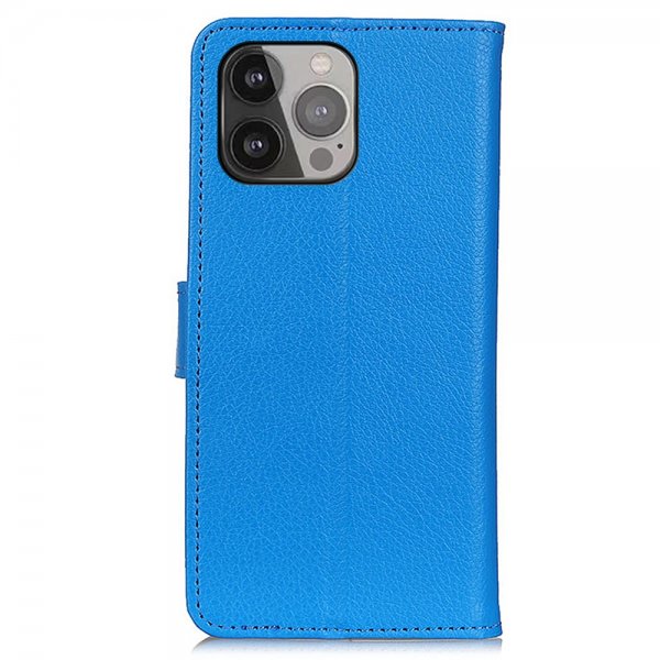 iPhone 13 Pro Max Fodral Litchi Blå