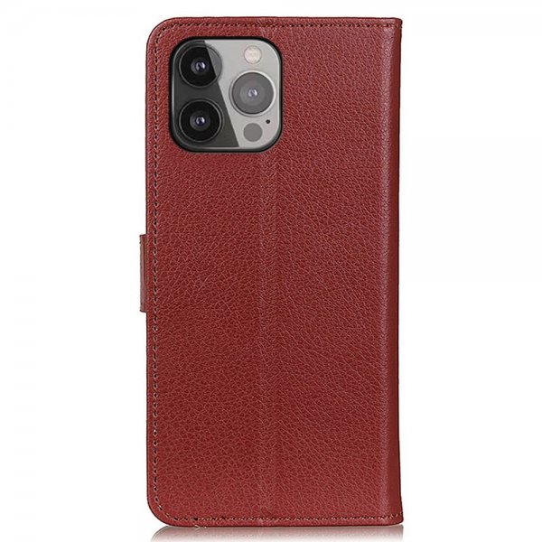 iPhone 13 Pro Max Fodral Litchi Brun