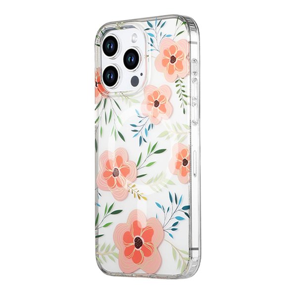 iPhone 13 Pro Max Skal Blommönster MagSafe Rosa