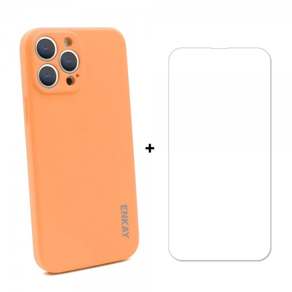 iPhone 13 Pro Max Skal i Silikon med Skärmskydd Orange