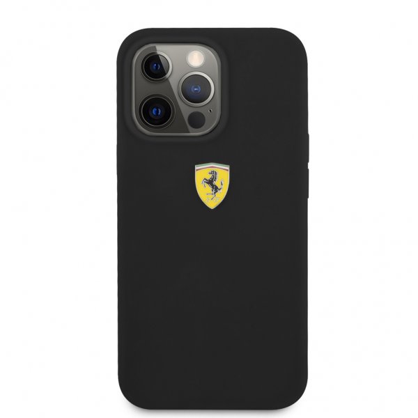 iPhone 13 Pro Max Skal Liquid Silicone Metal Logo Svart