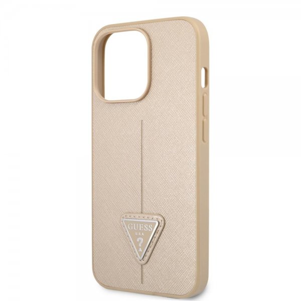 iPhone 13 Pro Skal Saffiano Metal Triangle Beige