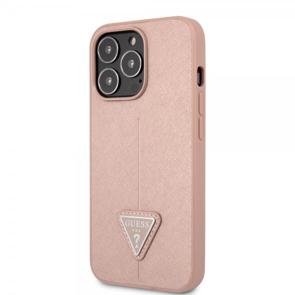 iPhone 13 Pro Skal Saffiano Metal Triangle Rosa