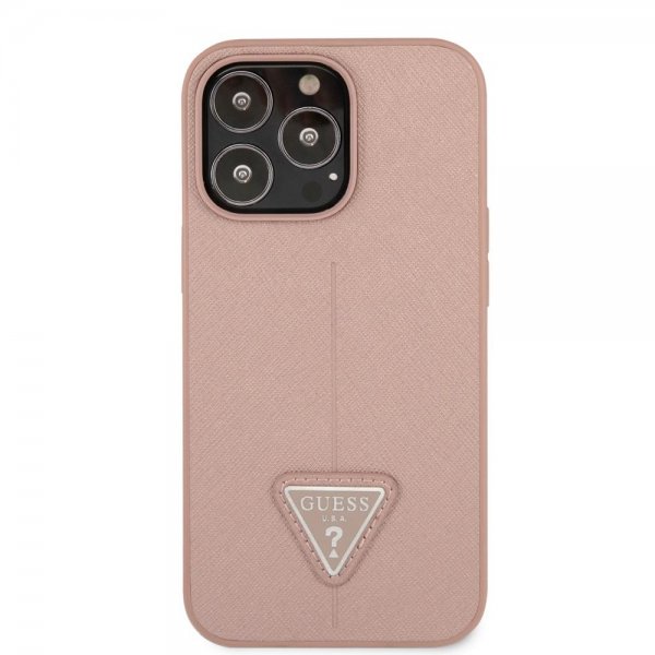iPhone 13 Pro Skal Saffiano Metal Triangle Rosa