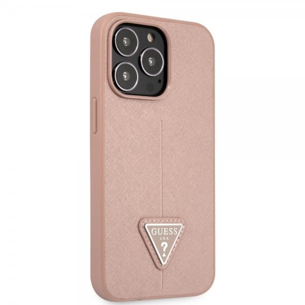 iPhone 13 Pro Skal Saffiano Metal Triangle Rosa