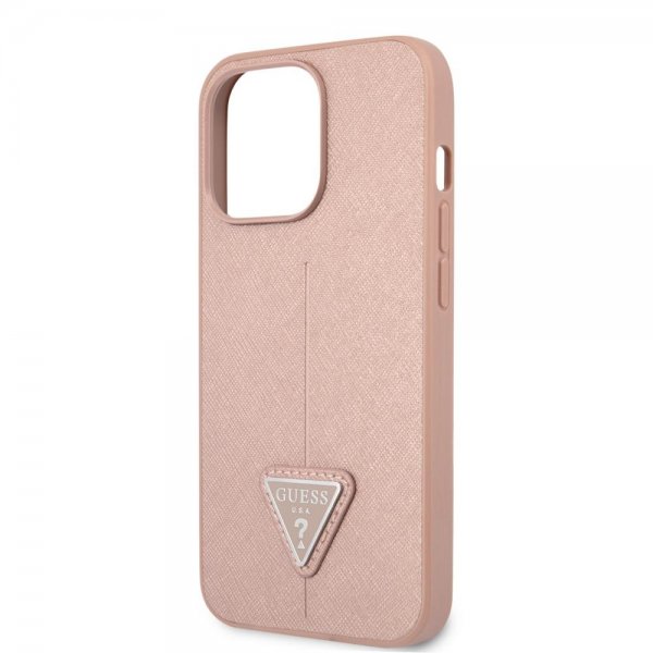 iPhone 13 Pro Skal Saffiano Metal Triangle Rosa