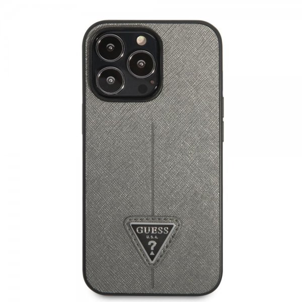 iPhone 13 Pro Skal Saffiano Metal Triangle Silver