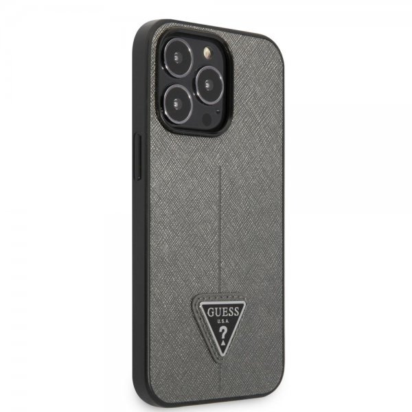 iPhone 13 Pro Skal Saffiano Metal Triangle Silver