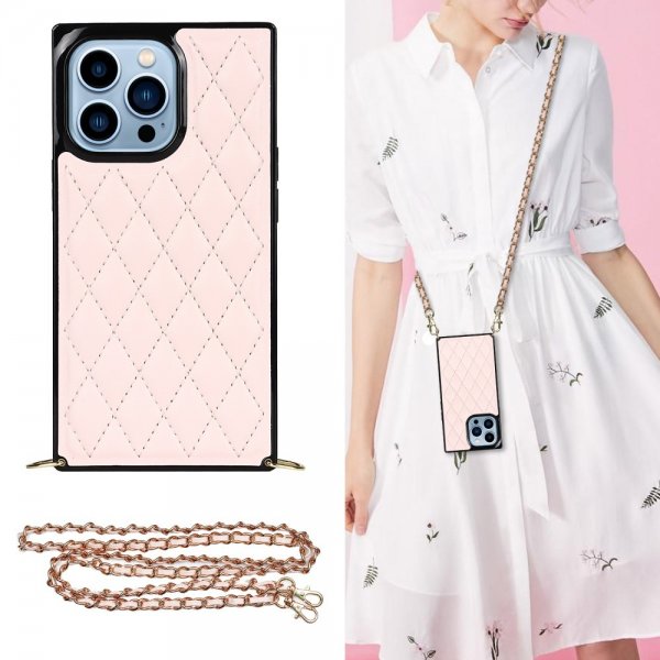 iPhone 13 Pro Skal Square med Strap Rosa