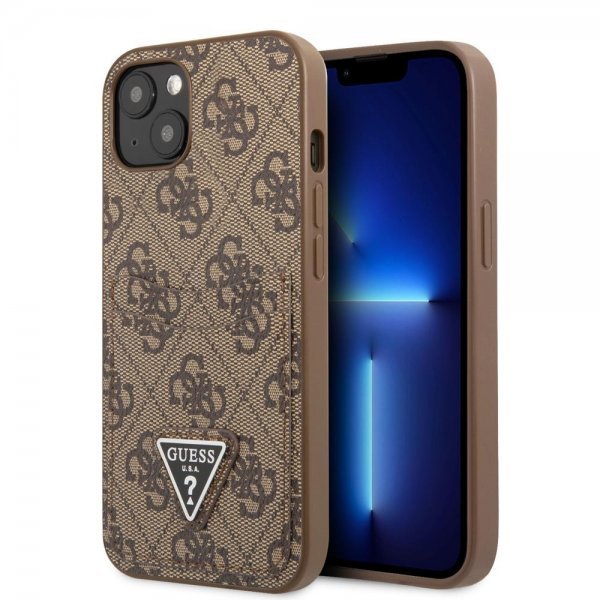 iPhone 13 Skal Double Cardslot Metal Triangle Brun