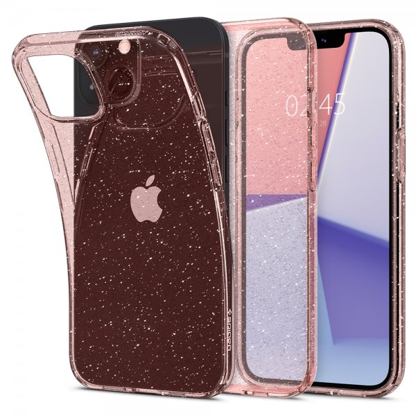 iPhone 13 Skal Liquid Crystal Glitter Rose Quartz
