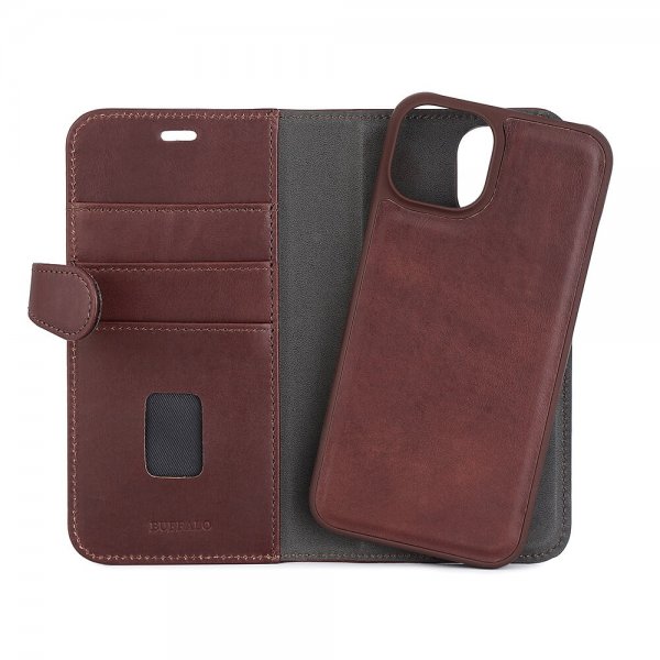 iPhone 13/14/15 Fodral 2-in-1 Detachable Wallet Brun