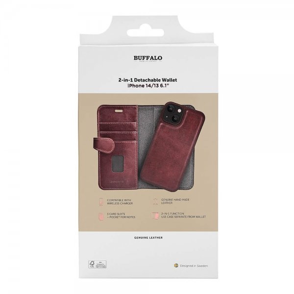 iPhone 13/14/15 Fodral 2-in-1 Detachable Wallet Brun