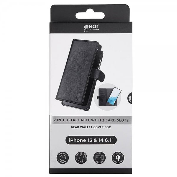 iPhone 13/14 Fodral 2-in-1 Detachable with 3 Card Slots Svart